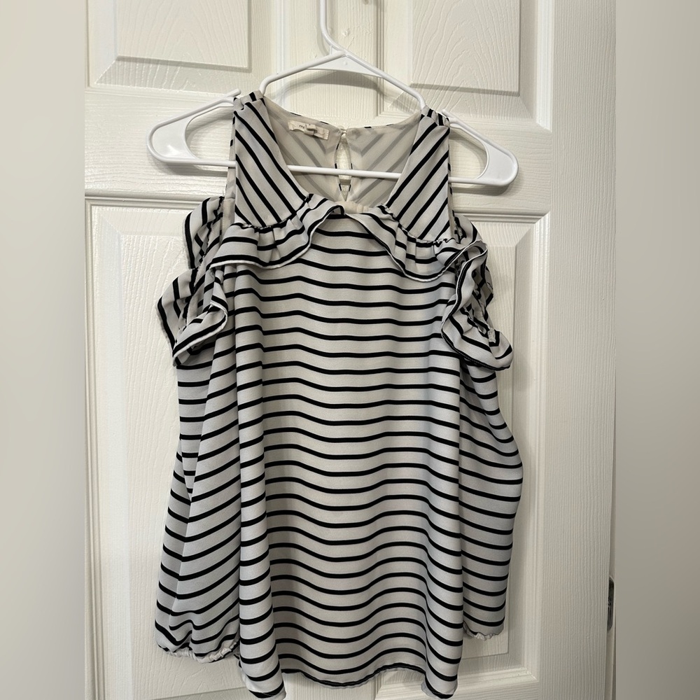 Maurices Striped Shoulder Peaking Blouse Size XSmall
